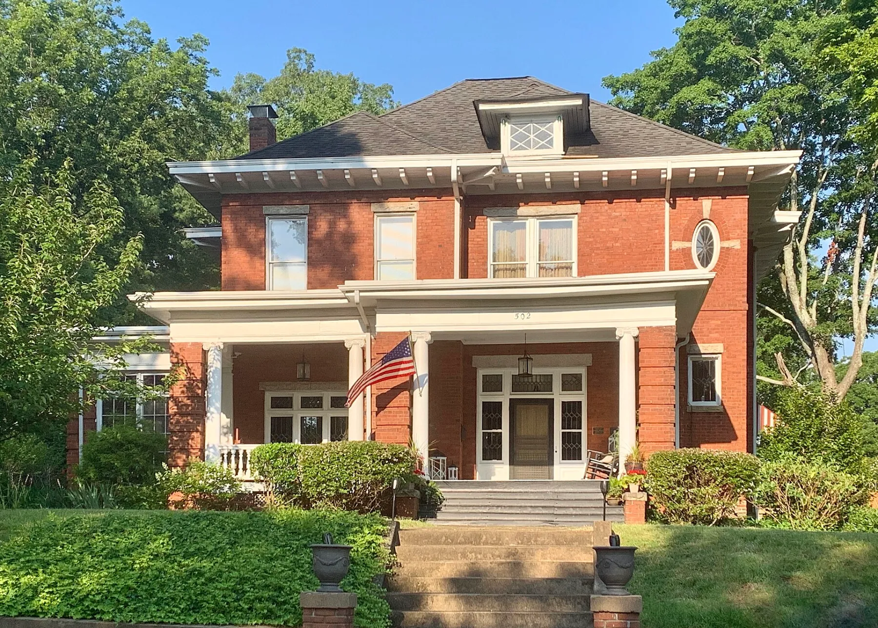 The H. O. Steele Home, a brick house in the Academy Hill Historic District of Statesville