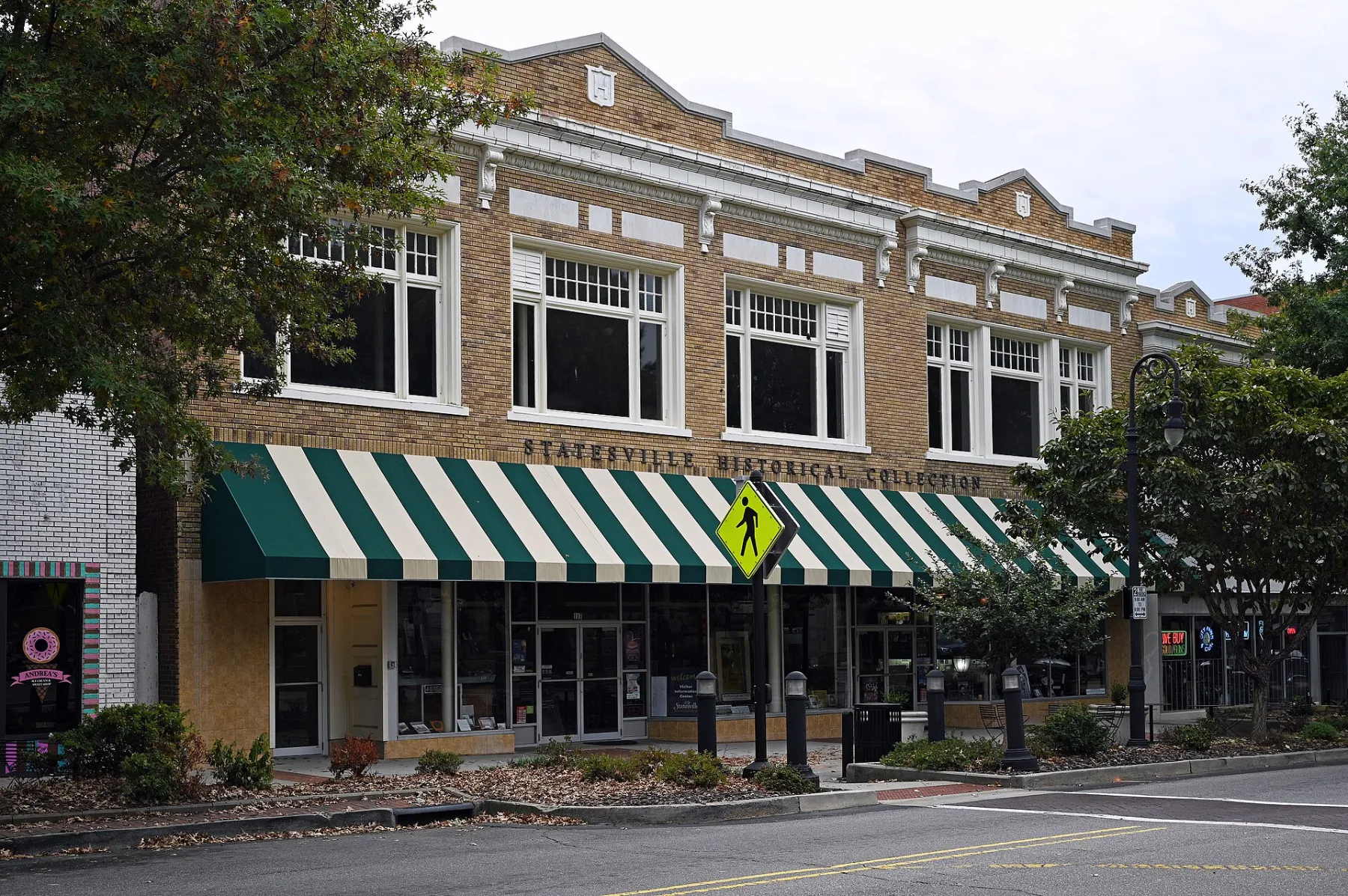 Brick storefronts in the Statesville Commercial Historic District